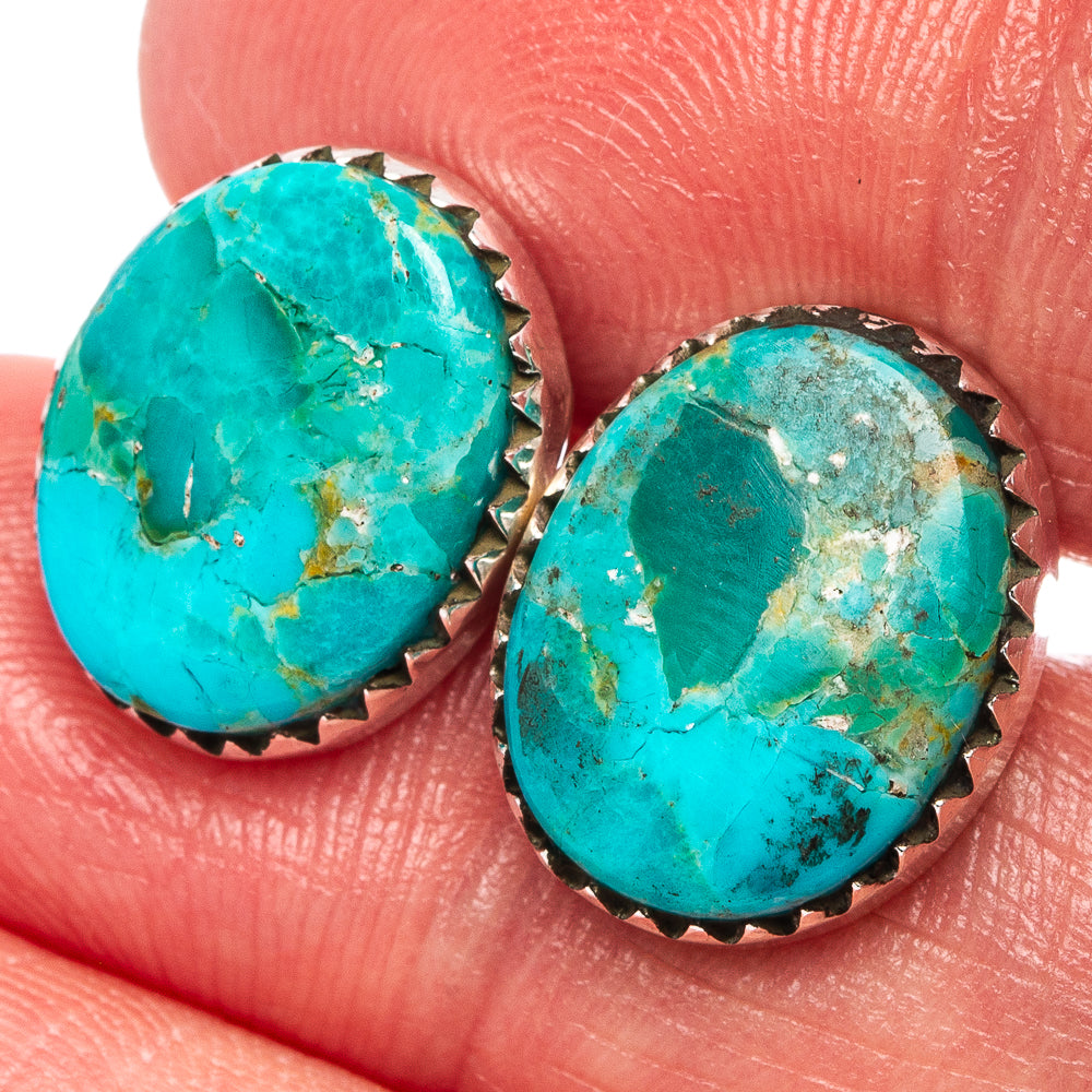 Mohave Turquoise Earrings 5/8" (.925 Sterling Silver)