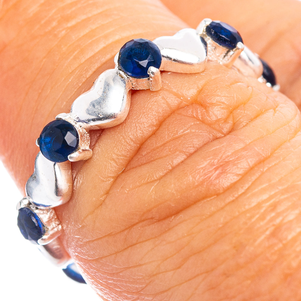Blue Quartz Heart Dainty Ring Size 6.75 (.925 Sterling Silver)