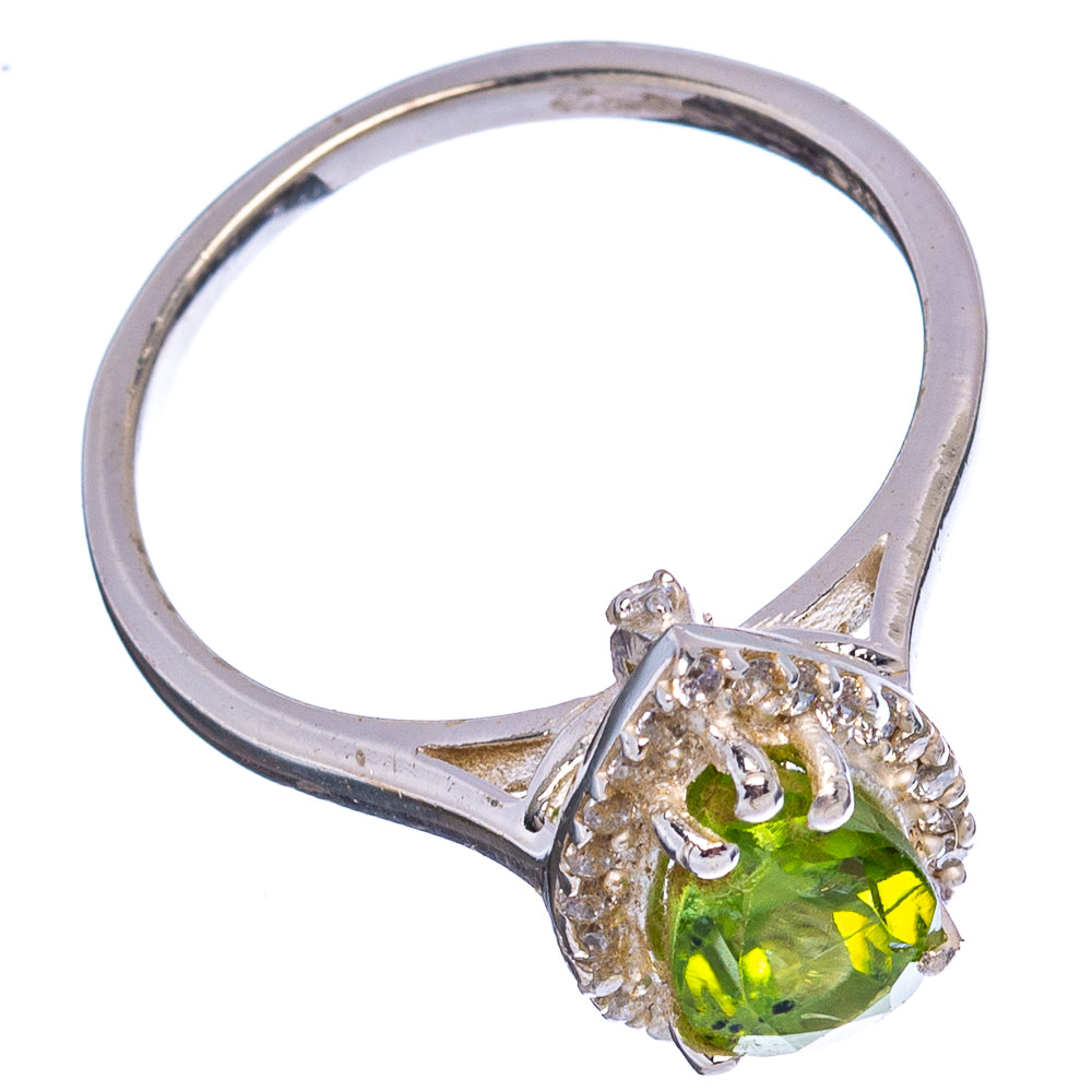 Peridot, Cubic Zirconia Ring Size 7 (.925 Sterling Silver)