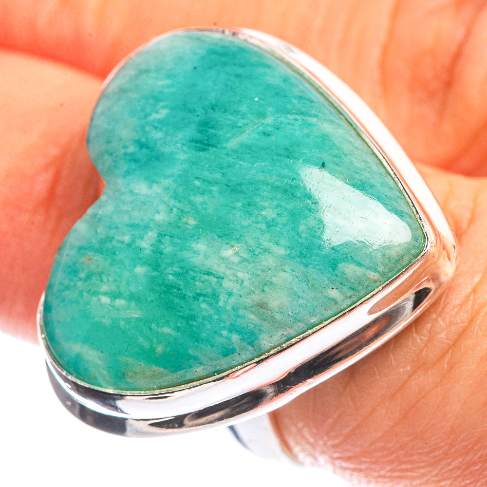 Large Amazonite 925 Sterling Silver Ring Size 6.5