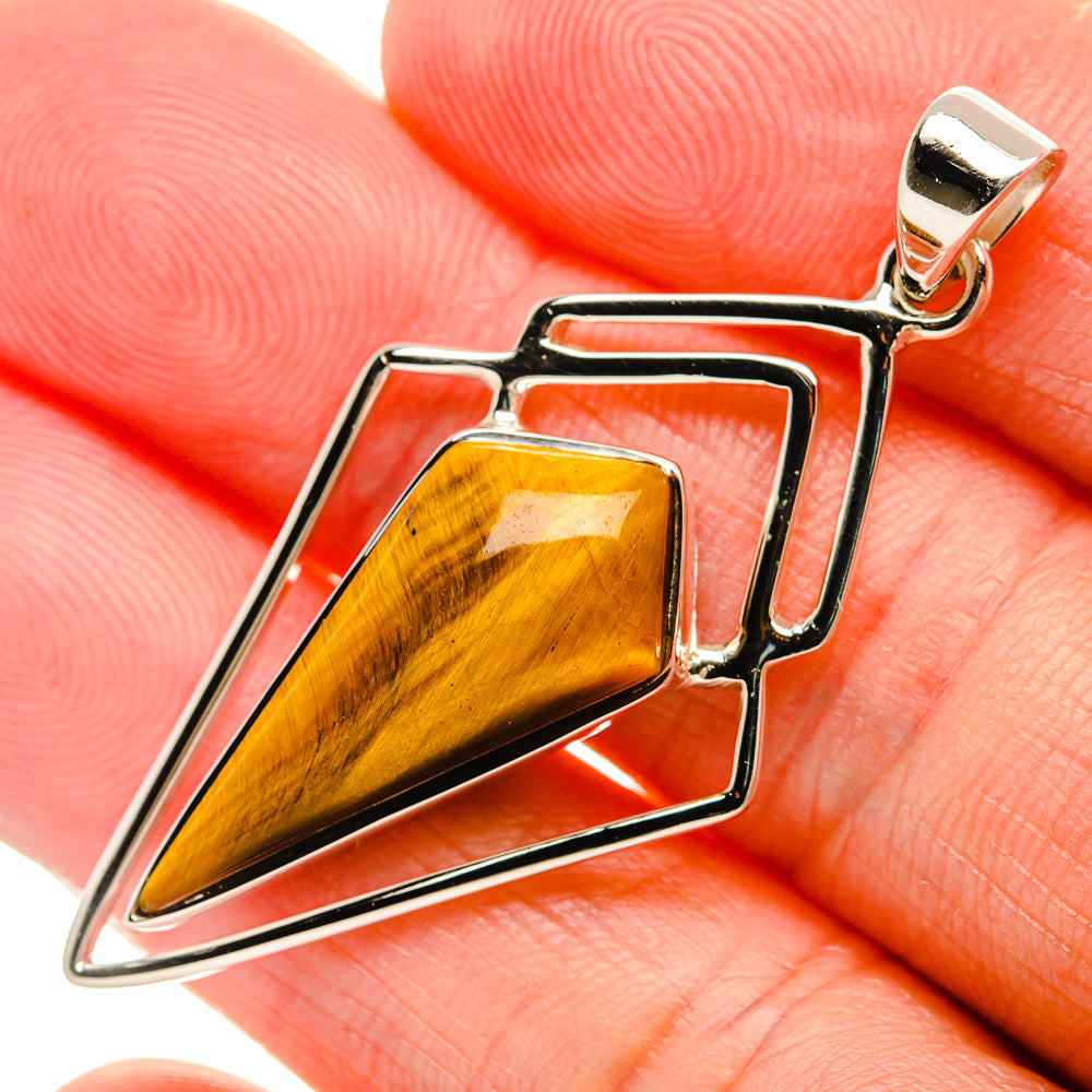 Premium Tiger Eye 925 Sterling Silver Pendant 1 7/8" (925 Sterling Silver) PD37750