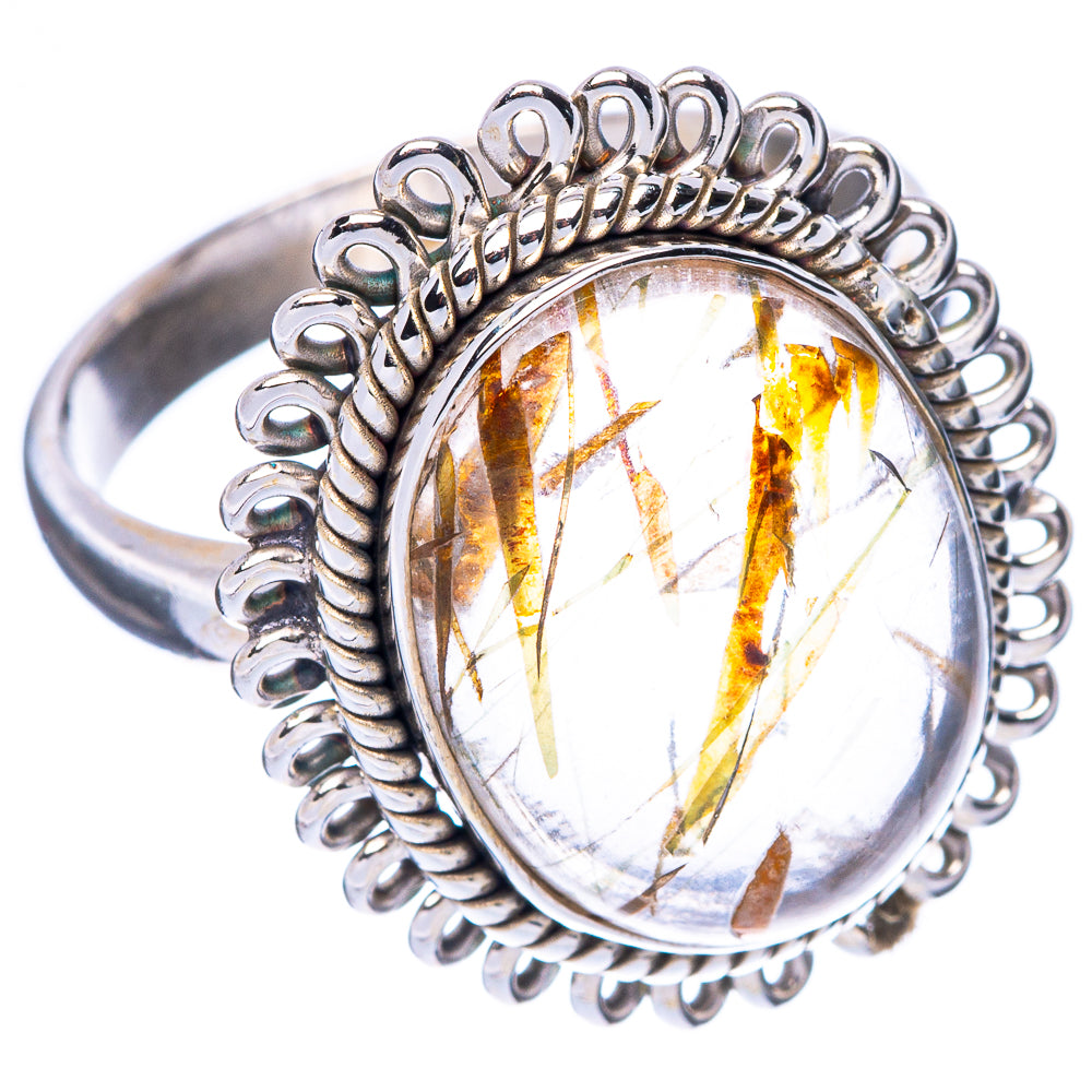 Rutilated Quartz Ring Size 8.75 (925 Sterling Silver) R2294