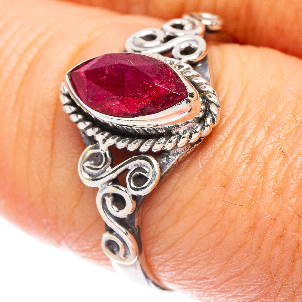 Red Sillimanite Dainty Ring Size 7.75 (925 Sterling Silver) R5791