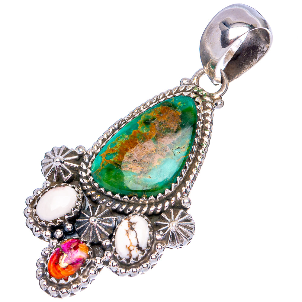 Sonoran Gold Turquoise Native Style Pendant 2 1/8" (.925 Sterling Silver) Exclusive