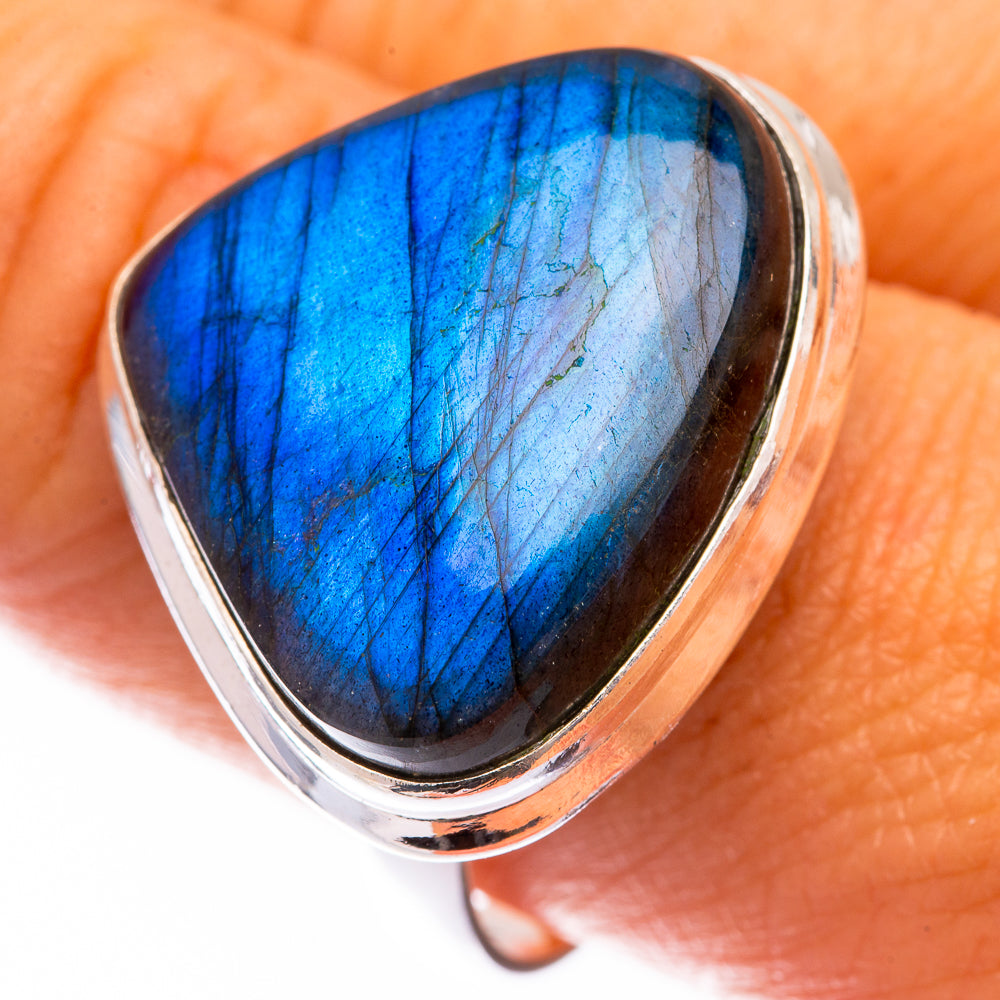 Large Labradorite Ring Size 10 (925 Sterling Silver) R140811