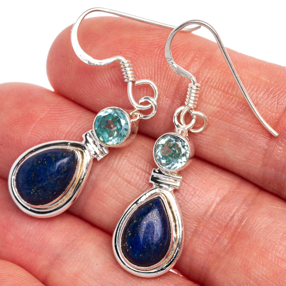 Lapis Lazuli, Blue Topaz Earrings 1 1/2" (925 Sterling Silver) E433523