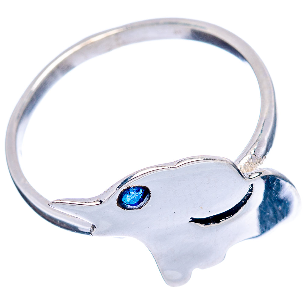 Blue Quartz Elephant Dainty Ring Size 7.75 (.925 Sterling Silver)