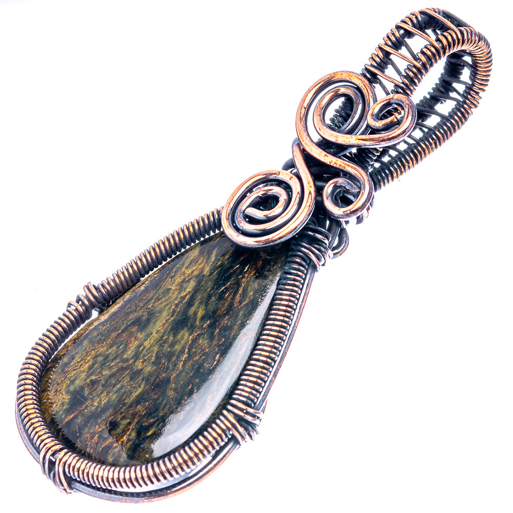 Pietersite Wire Wrap Pendant 2 1/4" (Oxidized Copper)