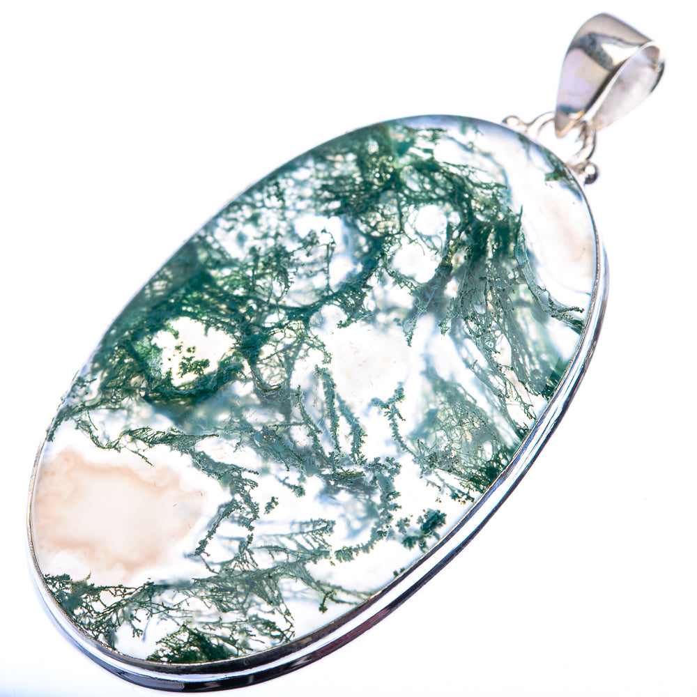 Green Moss Agate Pendant 2 1/4" (925 Sterling Silver) PD38536
