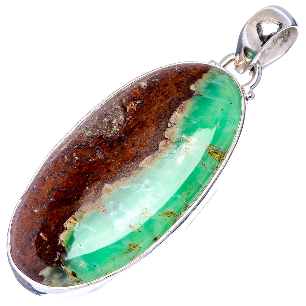 Boulder Chrysoprase Pendant 2" (.925 Sterling Silver)
