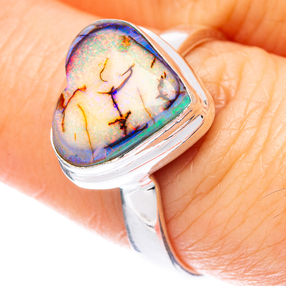 Rare Sterling Opal Heart Ring Size 8.25 (925 Sterling Silver) R2239