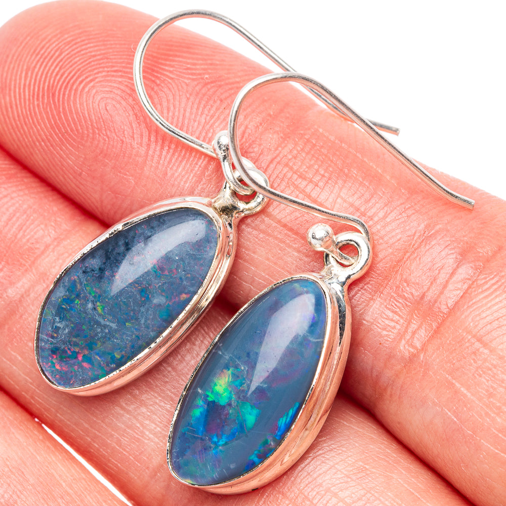 Rare Triplet Opal Earrings 1 3/8" (925 Sterling Silver) E1626