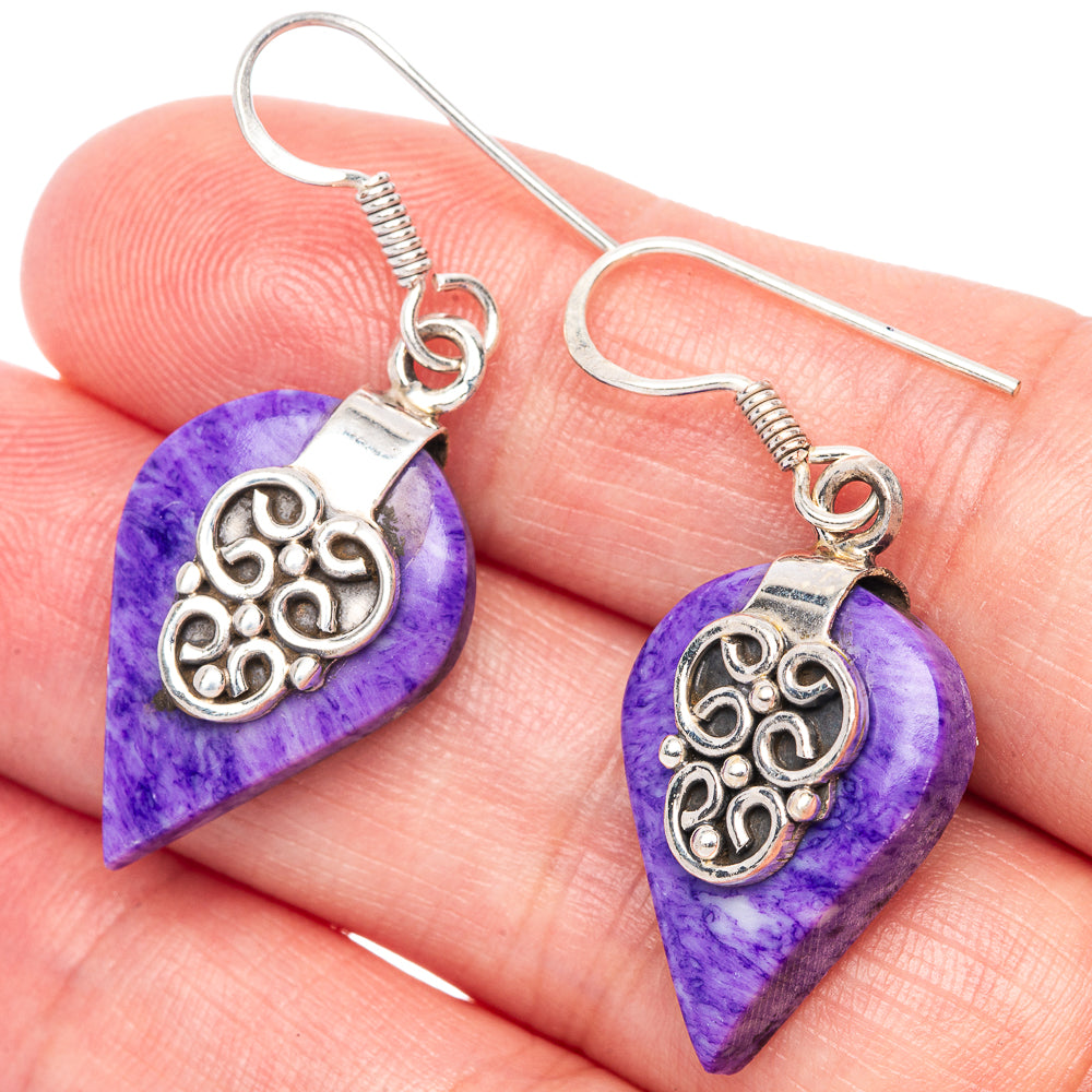 Charoite Earrings 1 1/2" (925 Sterling Silver) E433154