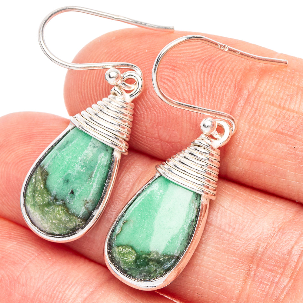 Variscite Earrings 1 3/8" (925 Sterling Silver) E2278