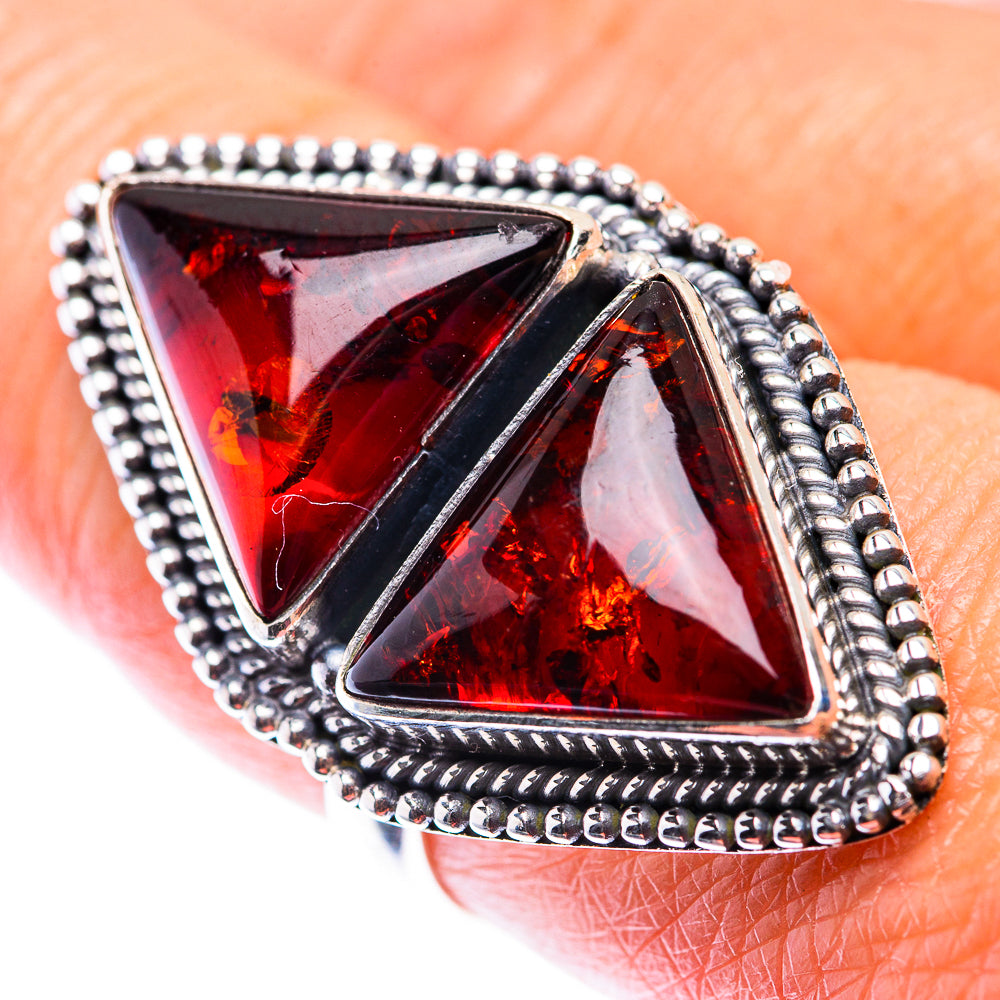 Large Baltic Amber Ring Size 8.25 (925 Sterling Silver) RING140184