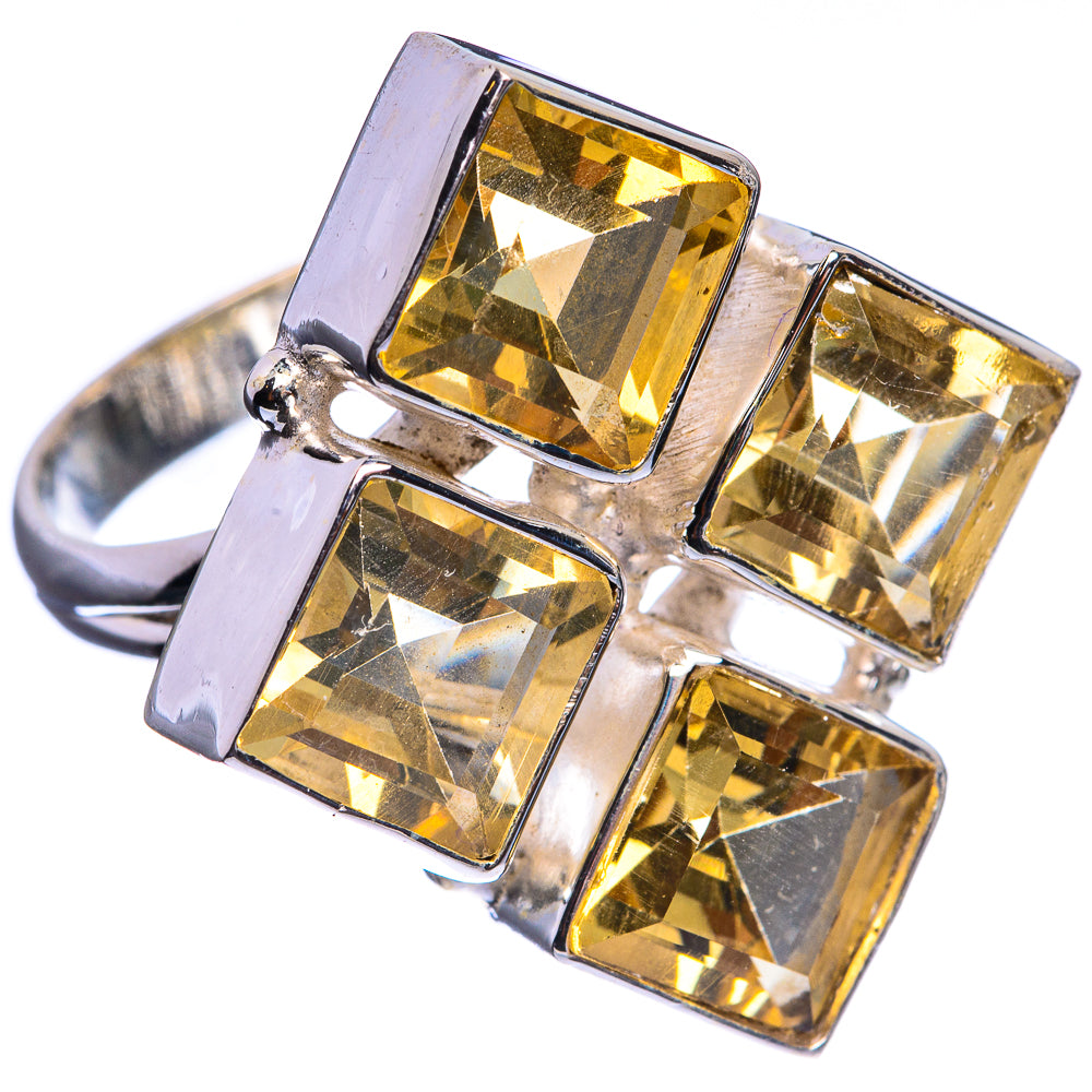 Large Faceted Citrine 925 Sterling Silver Ring Size 9