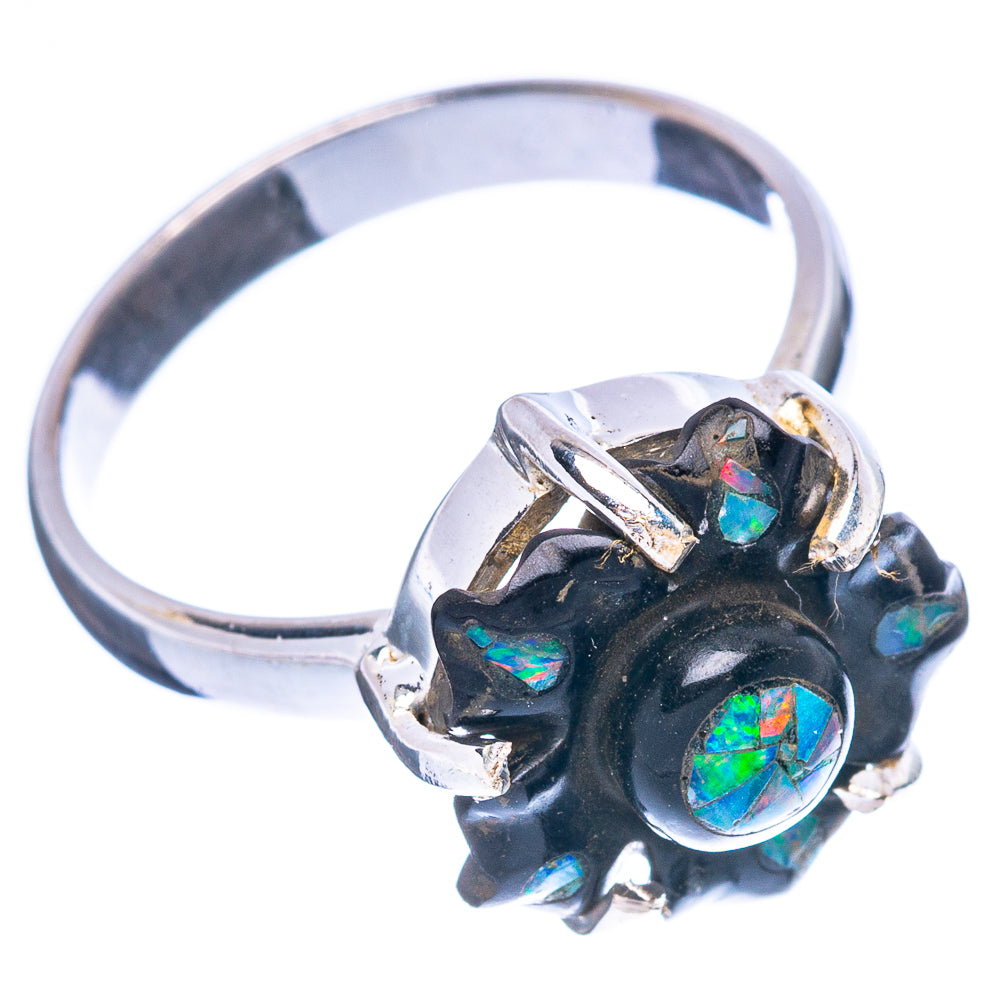 Black Onyx Opal Flower 925 Sterling Silver Ring Size 8 Ana Co R2450