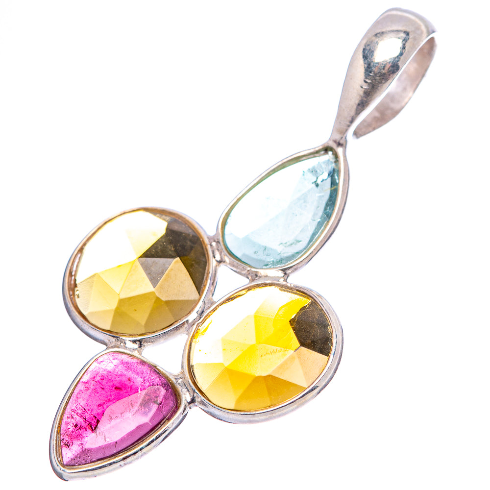 Rare Faceted Tourmaline Pendant 1 3/8" (.925 Sterling Silver)