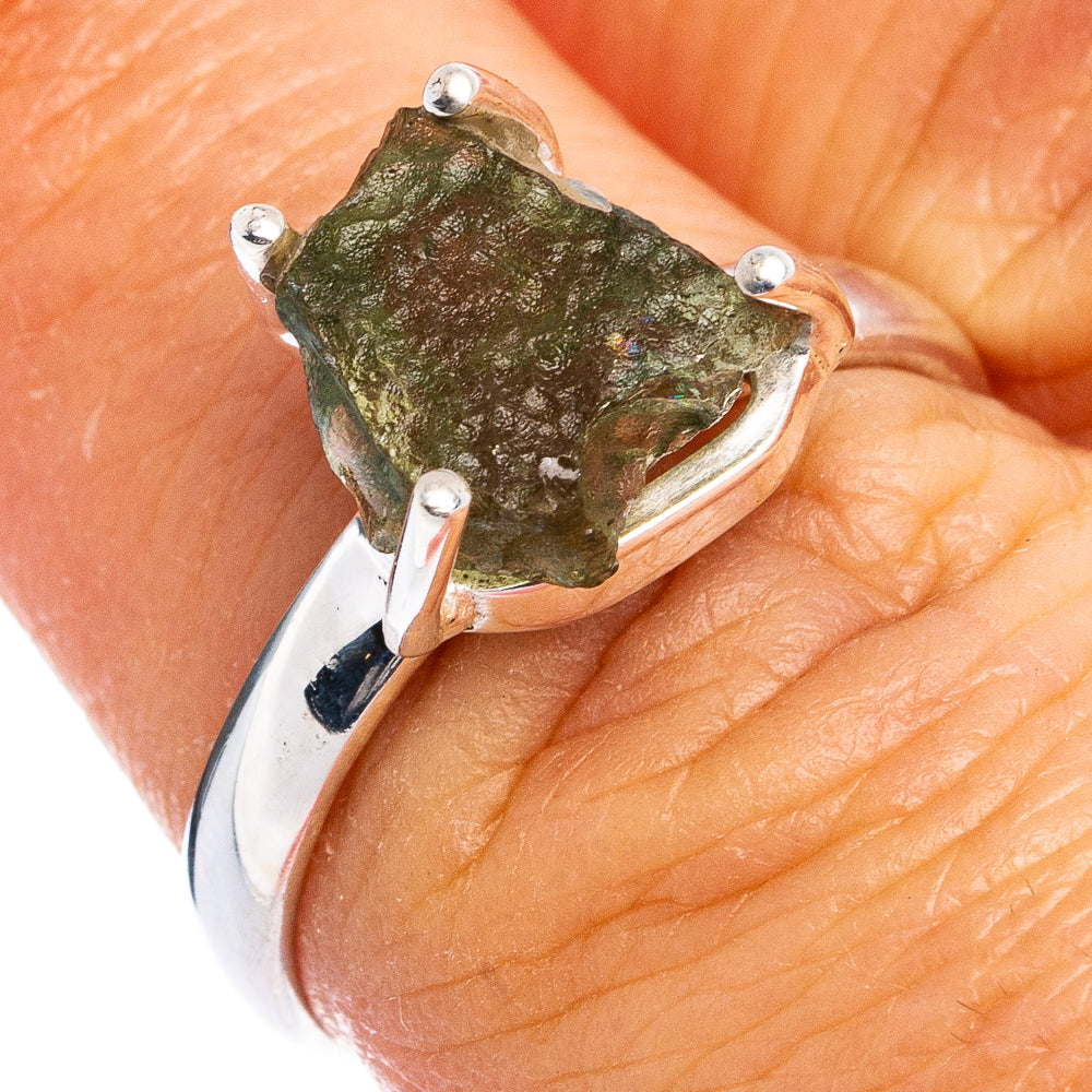 Rare Moldavite Ring Size 7 (.925 Sterling Silver)