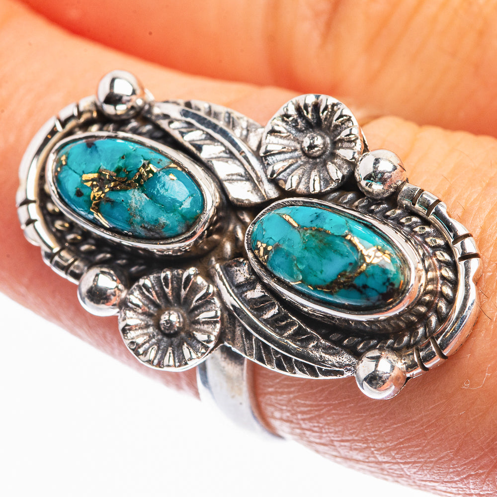 Blue Copper Composite Turquoise Ring Size 7.25 (925 Sterling Silver) R142224