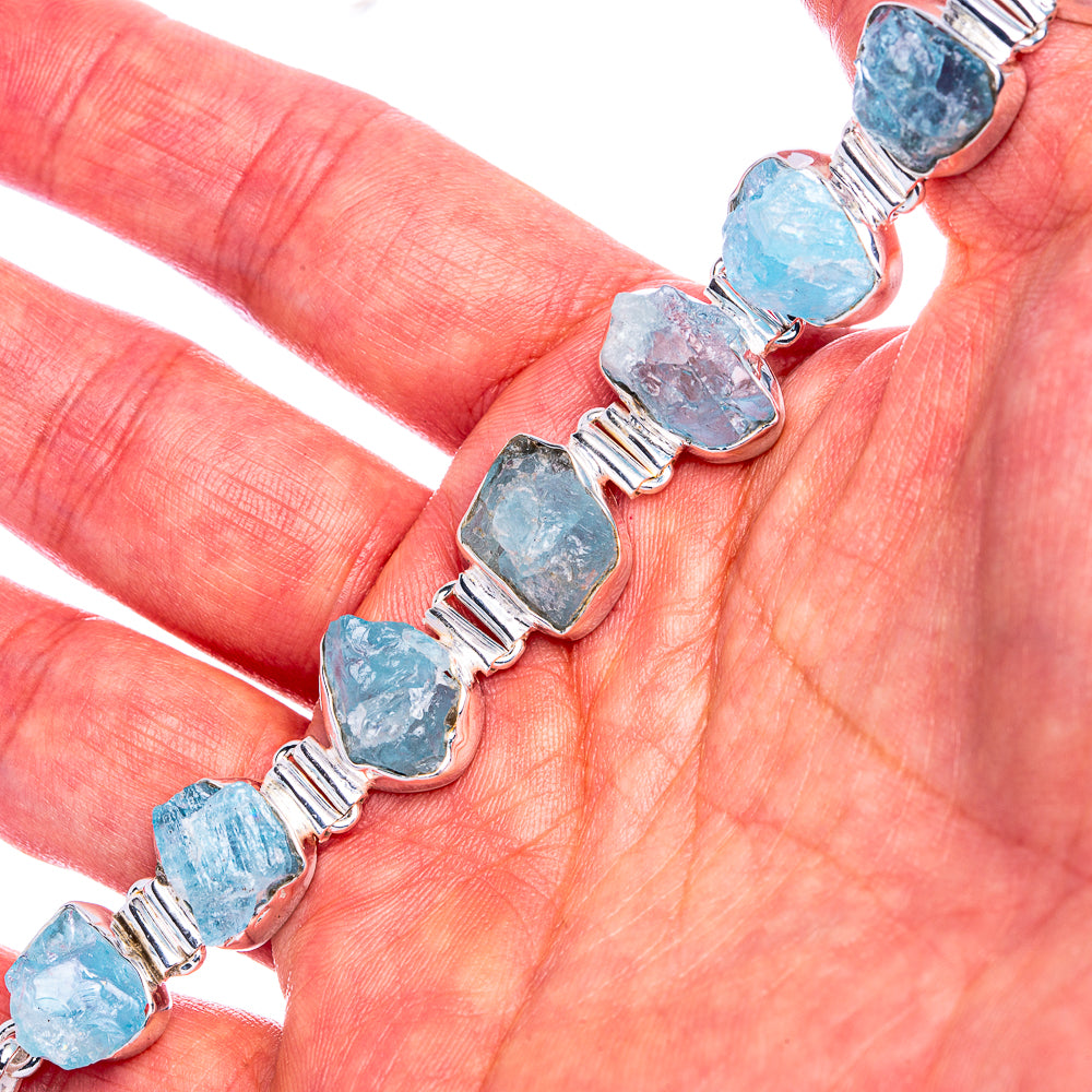 Aquamarine 925 Sterling Silver Bracelet 6 5/8 To 8" Ana Co B90349