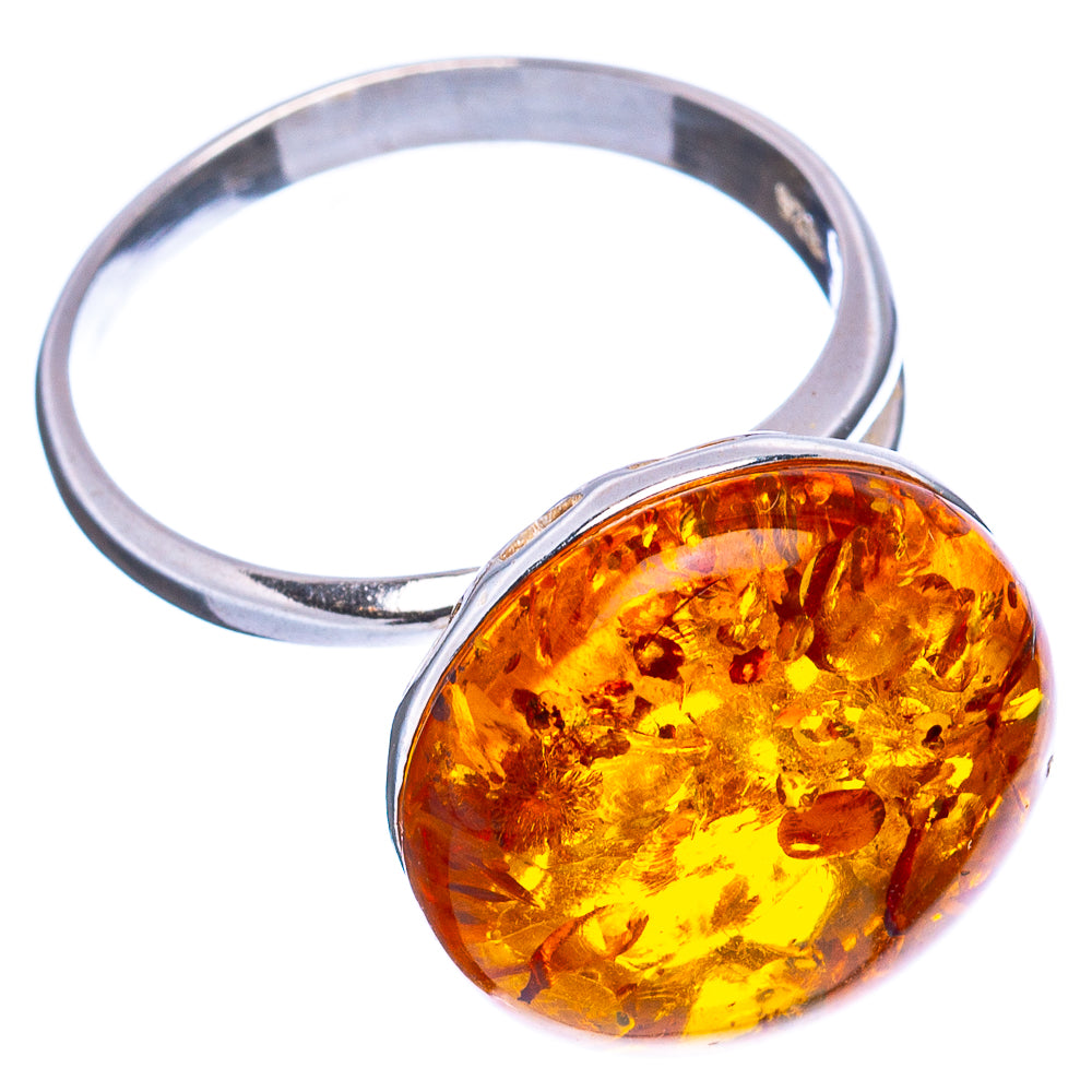 Baltic Amber Ring Size 7 adjustable (.925 Sterling Silver)