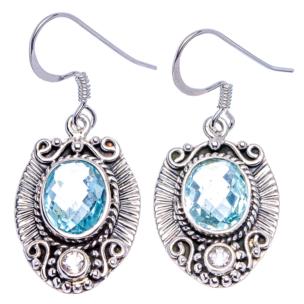 Premium Blue Topaz Earrings 1 1/2" (.925 Sterling Silver)