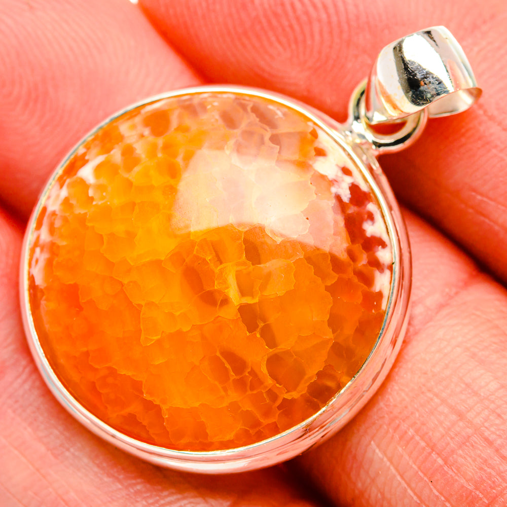Fire Crab Agate 925 Sterling Silver Pendant 1 1/2" (925 Sterling Silver) PD38430