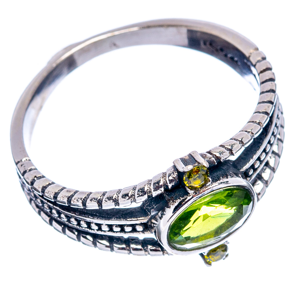 Peridot Dainty Ring Size 7.75 (.925 Sterling Silver)