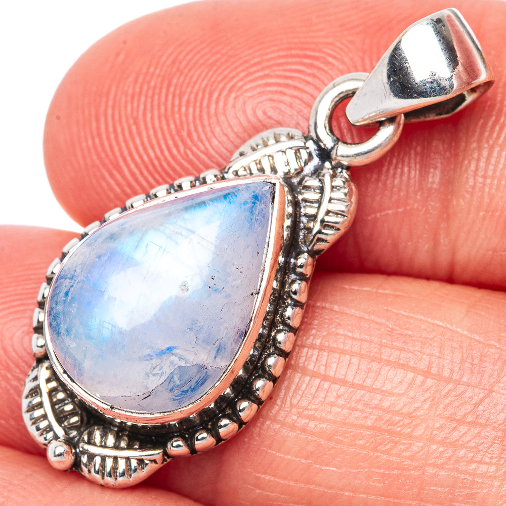 Rainbow Moonstone Pendant 1 1/4" (925 Sterling Silver) P42472