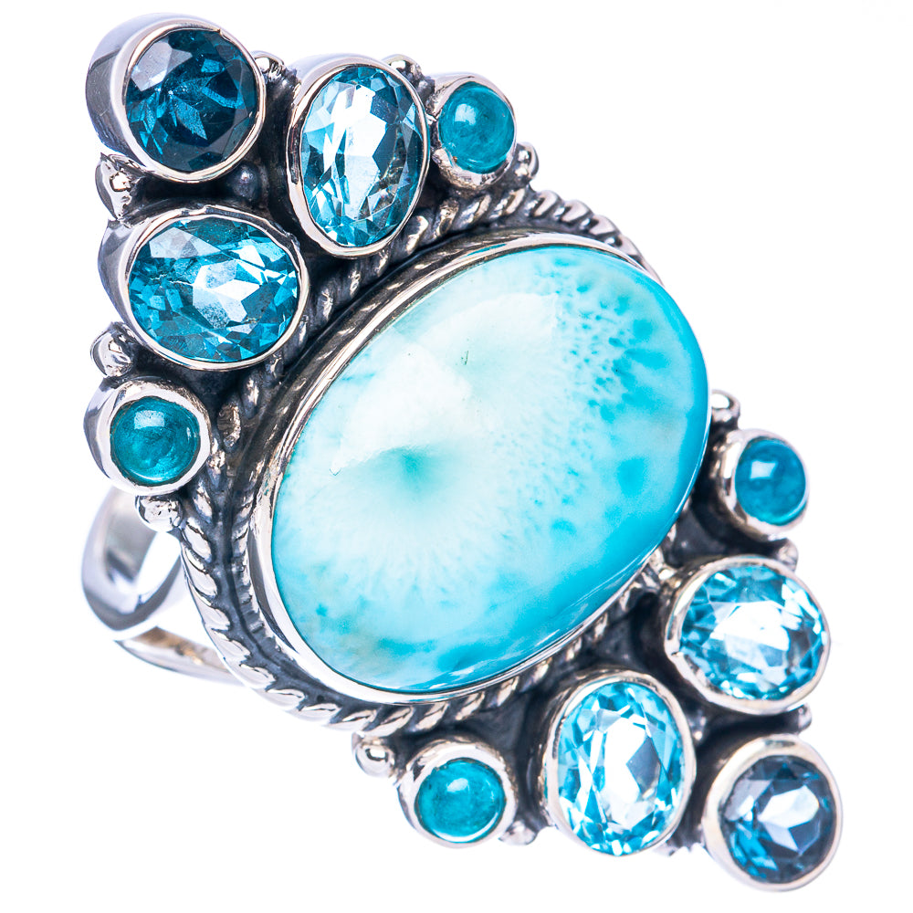 Signature Larimar, Blue Topaz Ring Size 9 (925 Sterling Silver) R2552