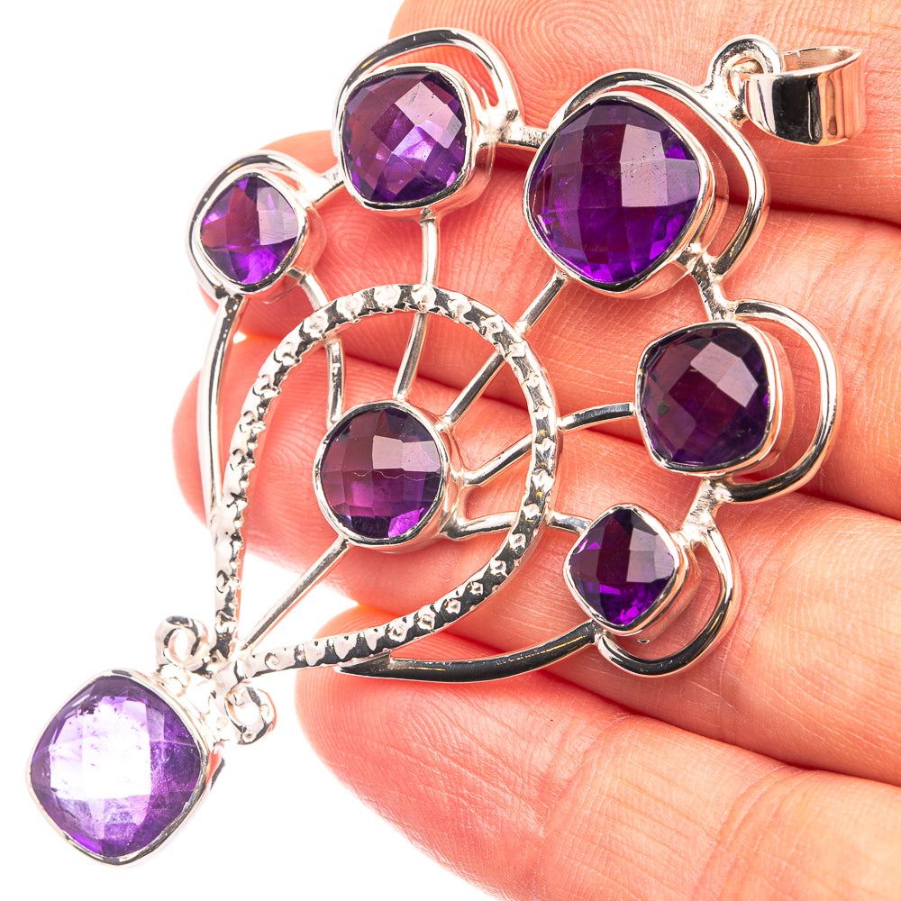 Signature Faceted Amethyst Pendant 2 5/8" (925 Sterling Silver) P38728