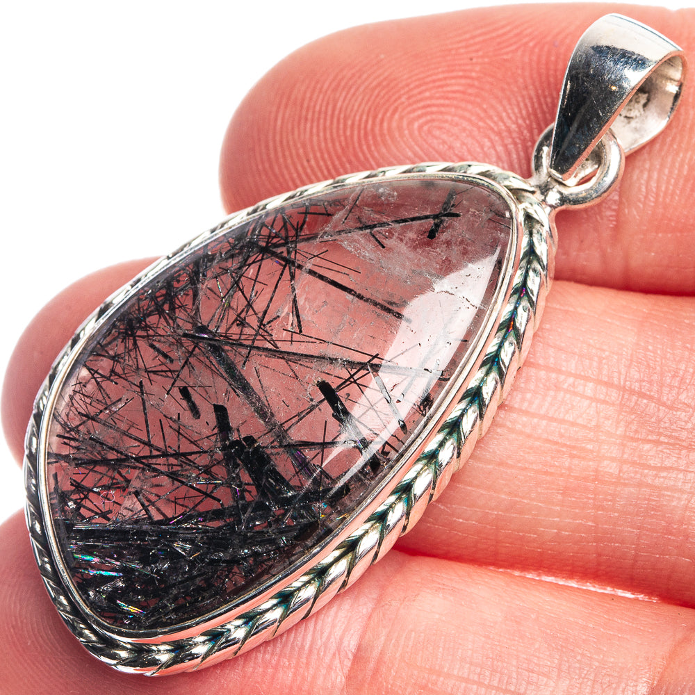 Tourmalinated Quartz Pendant 1 3/4" (925 Sterling Silver) P39727