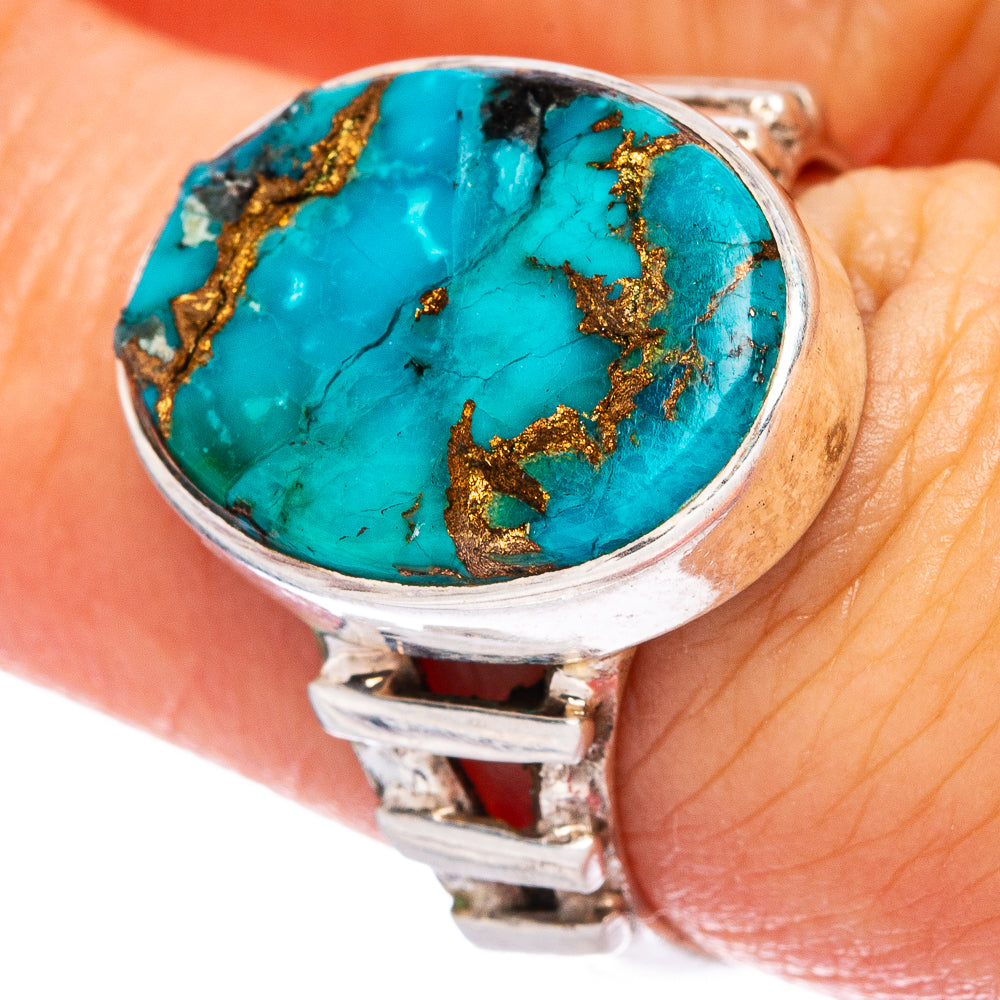 Blue Copper Composite Turquoise Ring Size 7.25 (925 Sterling Silver) R146491