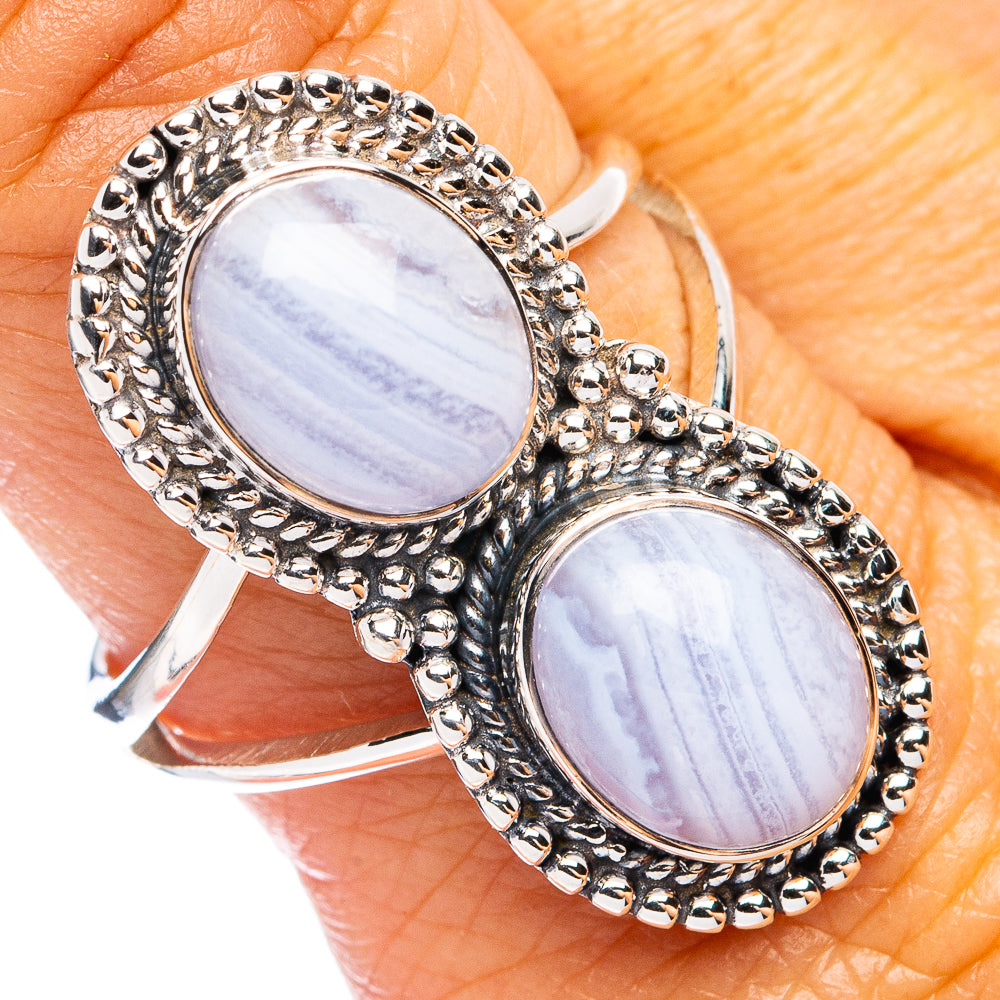 Premium Blue Lace Agate Ring Size 9 (925 Sterling Silver) R8151