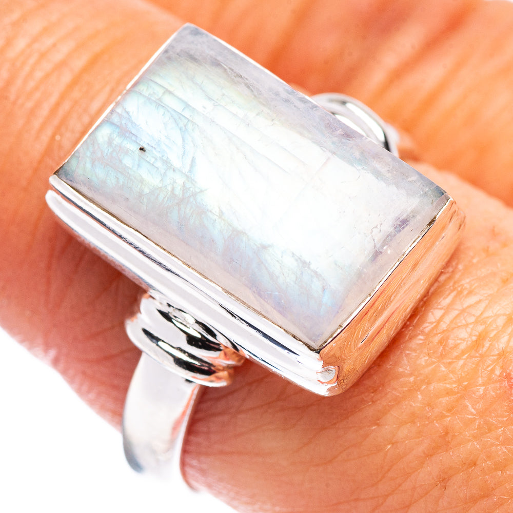 Rainbow Moonstone Ring Size 9 (.925 Sterling Silver)