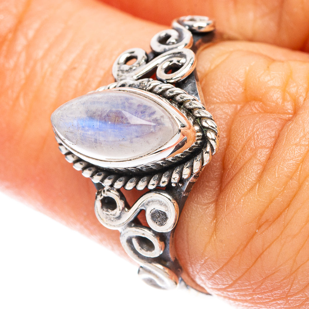 Rainbow Moonstone Dainty Ring Size 7 (925 Sterling Silver) R5765