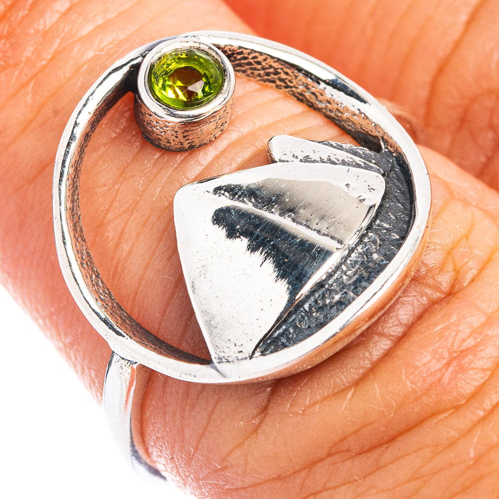Peridot Mountain Dainty Ring Size 6.75 (.925 Sterling Silver)