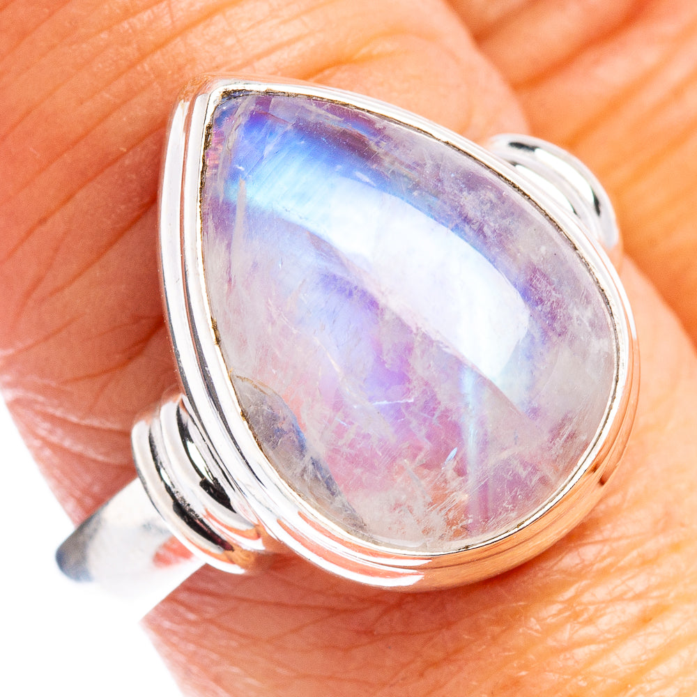 Rainbow Moonstone Ring Size 9 (.925 Sterling Silver)