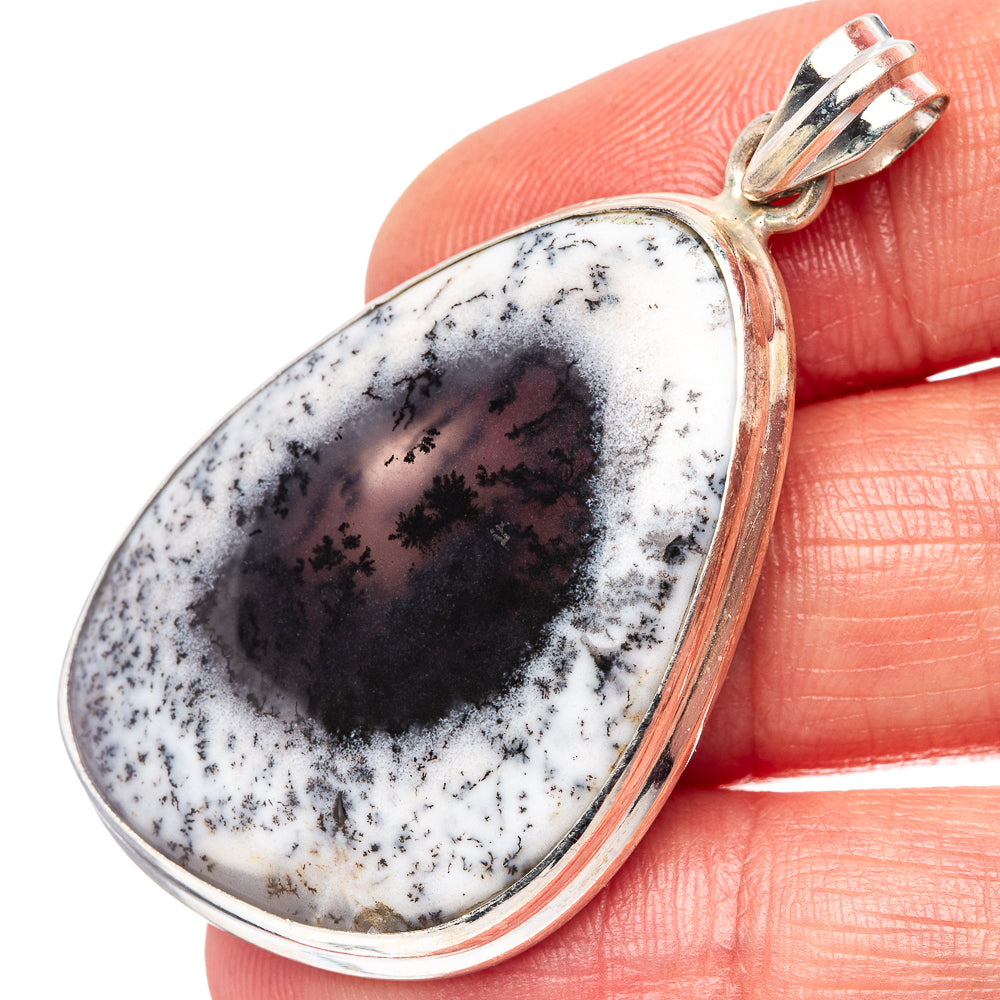 Dendritic Opal Pendant 1 7/8" (.925 Sterling Silver)