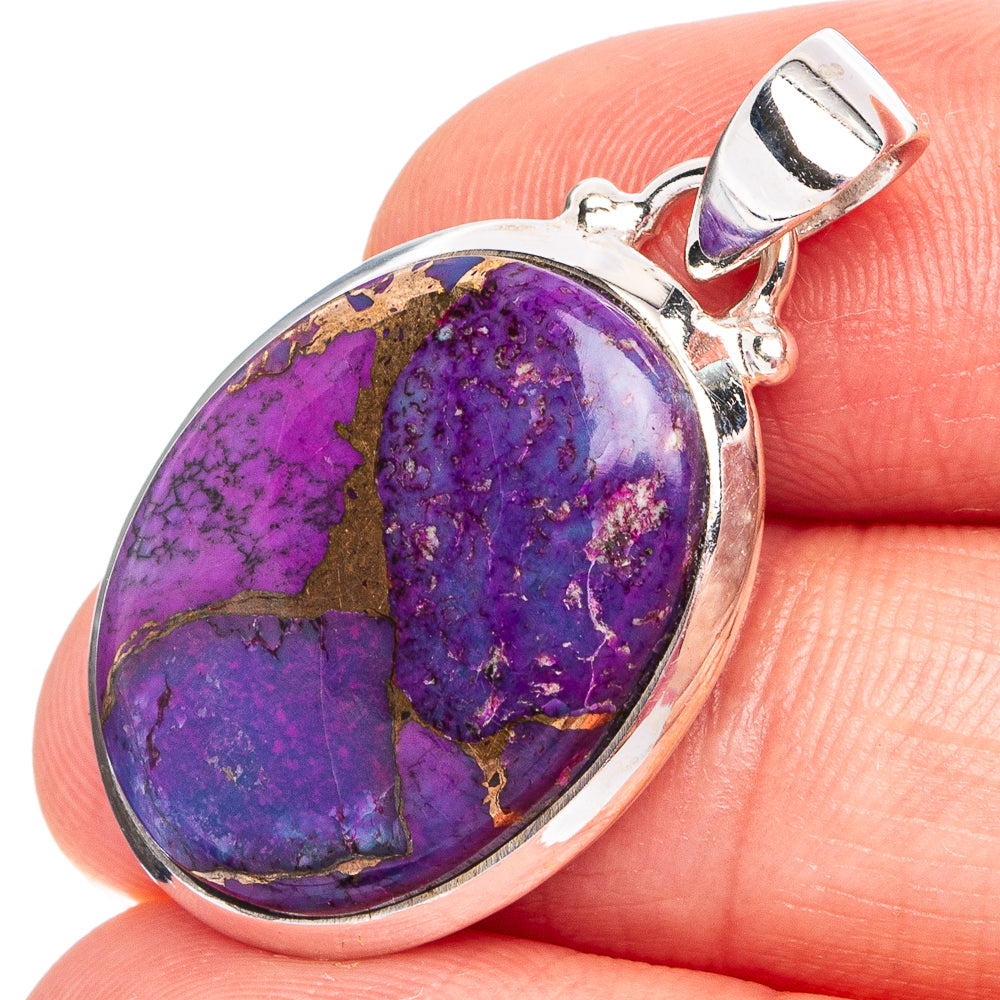 Purple Copper Turquoise Pendant 1 1/4" (.925 Sterling Silver)