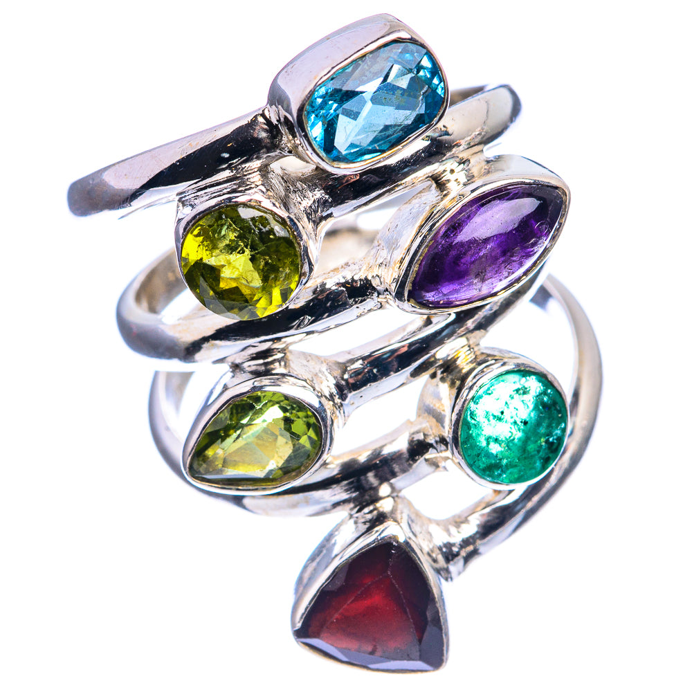 Garnet, Amethyst, Blue Topaz, Peridot Ring Size 6 (925 Sterling Silver) R142423