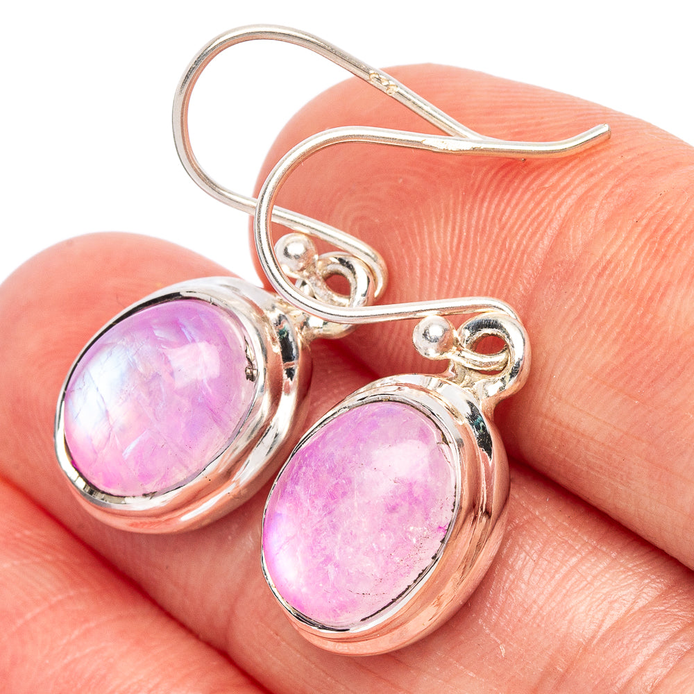 Pink Moonstone Earrings 1 1/8" (925 Sterling Silver) E2640