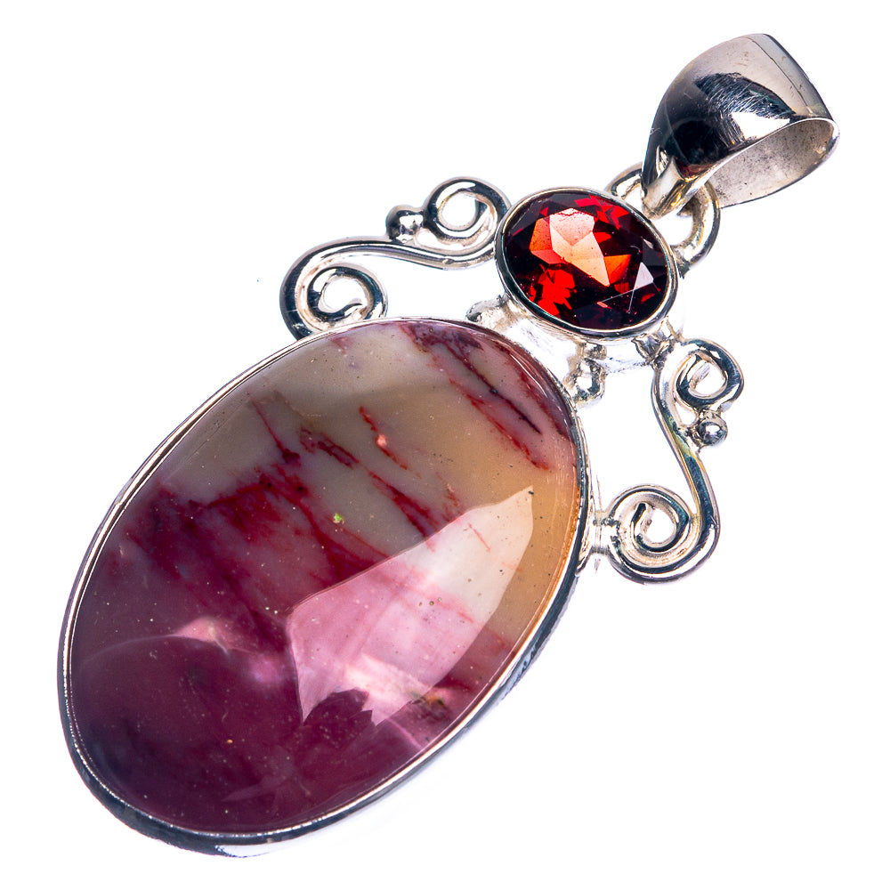 Mookaite, Garnet 925 Sterling Silver Pendant 1 3/4"