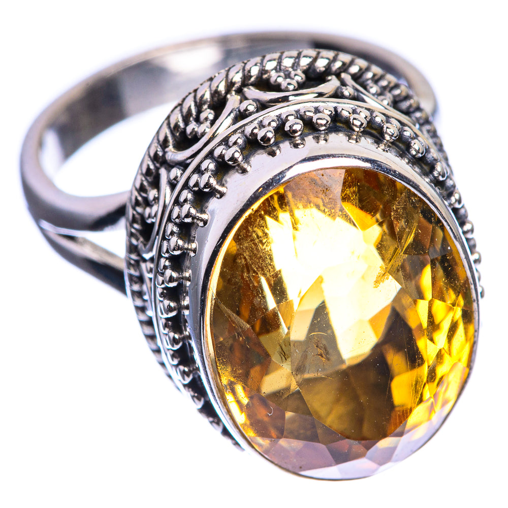 Faceted Citrine 925 Sterling Silver Ring Size 7.25