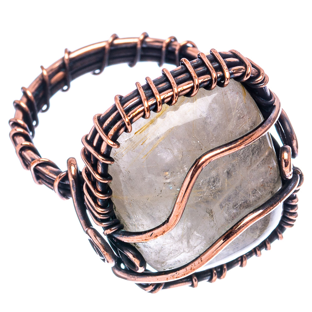 Rutilated Quartz Wire Wrap Ring Size 6.5 (Oxidized Copper)