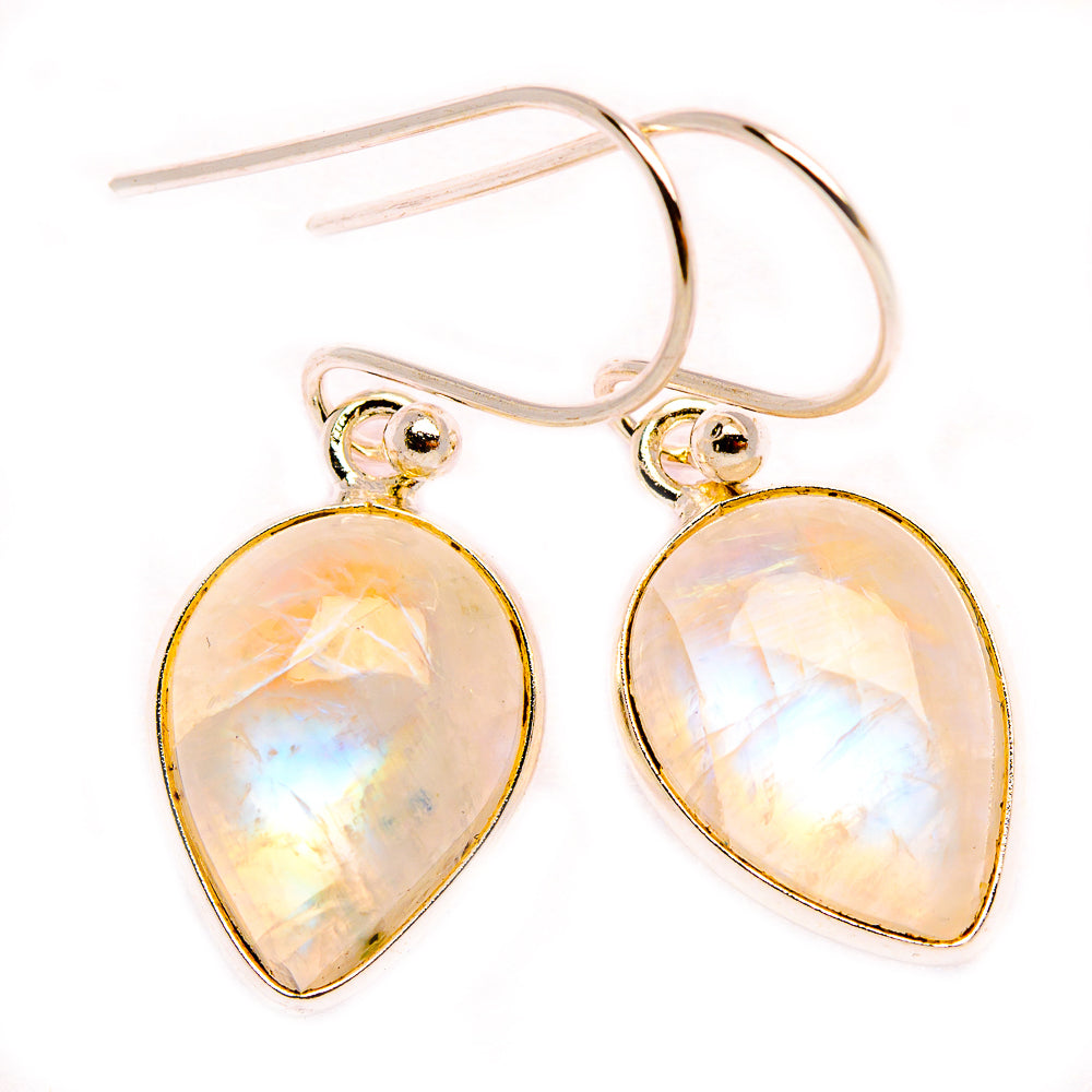 Rainbow Moonstone Dainty Earrings 1 1/4" (925 Sterling Silver) EARR431969