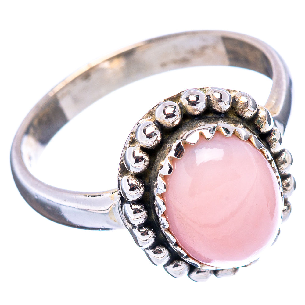 Pink Opal Native Style Ring Size 7.25 (.925 Sterling Silver)