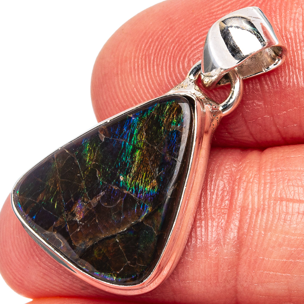 Rare Canadian Ammolite Pendant 1 1/8" (.925 Sterling Silver)