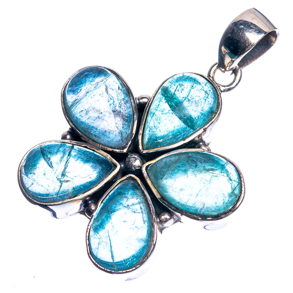 Blue Fluorite 925 Sterling Silver Pendant 1 1/2"